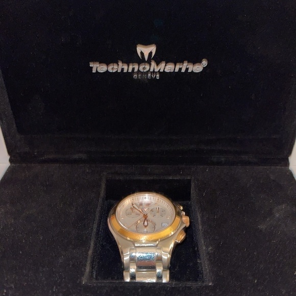 TechnoMarine Ladies Stainless and Rose Gold Diamond Neo Classic III Watch - EUC